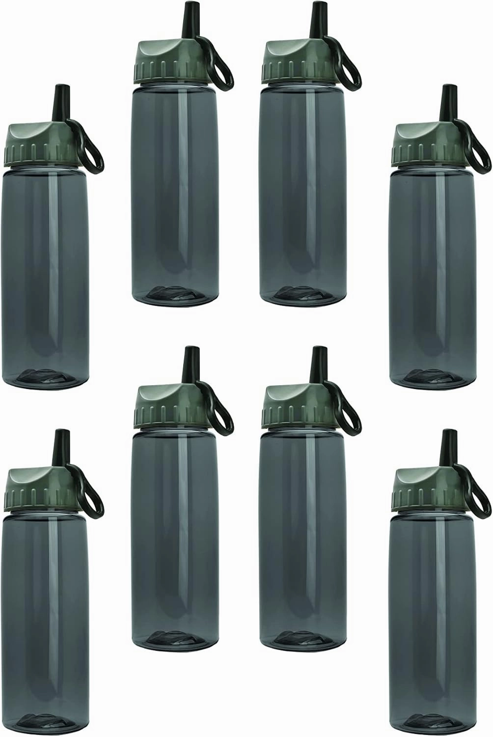 26 oz BPA Free Tritan Sports Flair Bottle With Ring Straw Lid (Smoke 8 Pack)