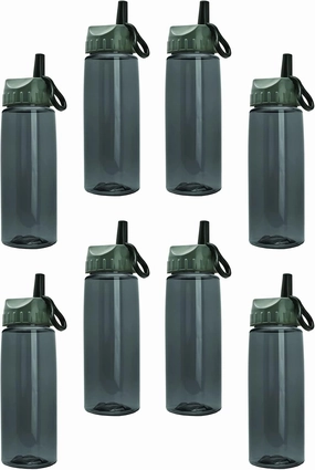 26 oz BPA Free Tritan Sports Flair Bottle With Ring Straw Lid (Smoke 8 Pack)