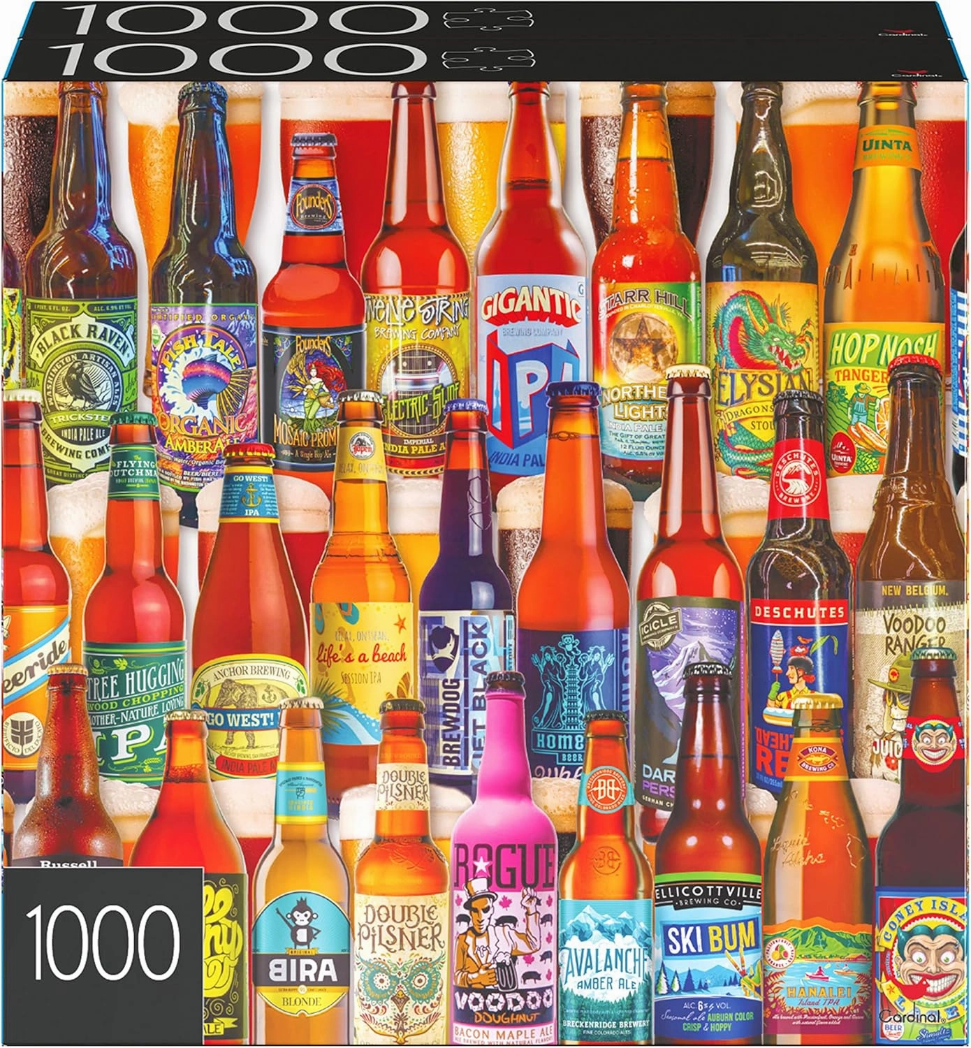 2-Pack of 1000-Piece Jigsaw Puzzles, for Adults, Families, and Kids Ages 8 and up, Perfume Bottles and Craft Beer Bottles