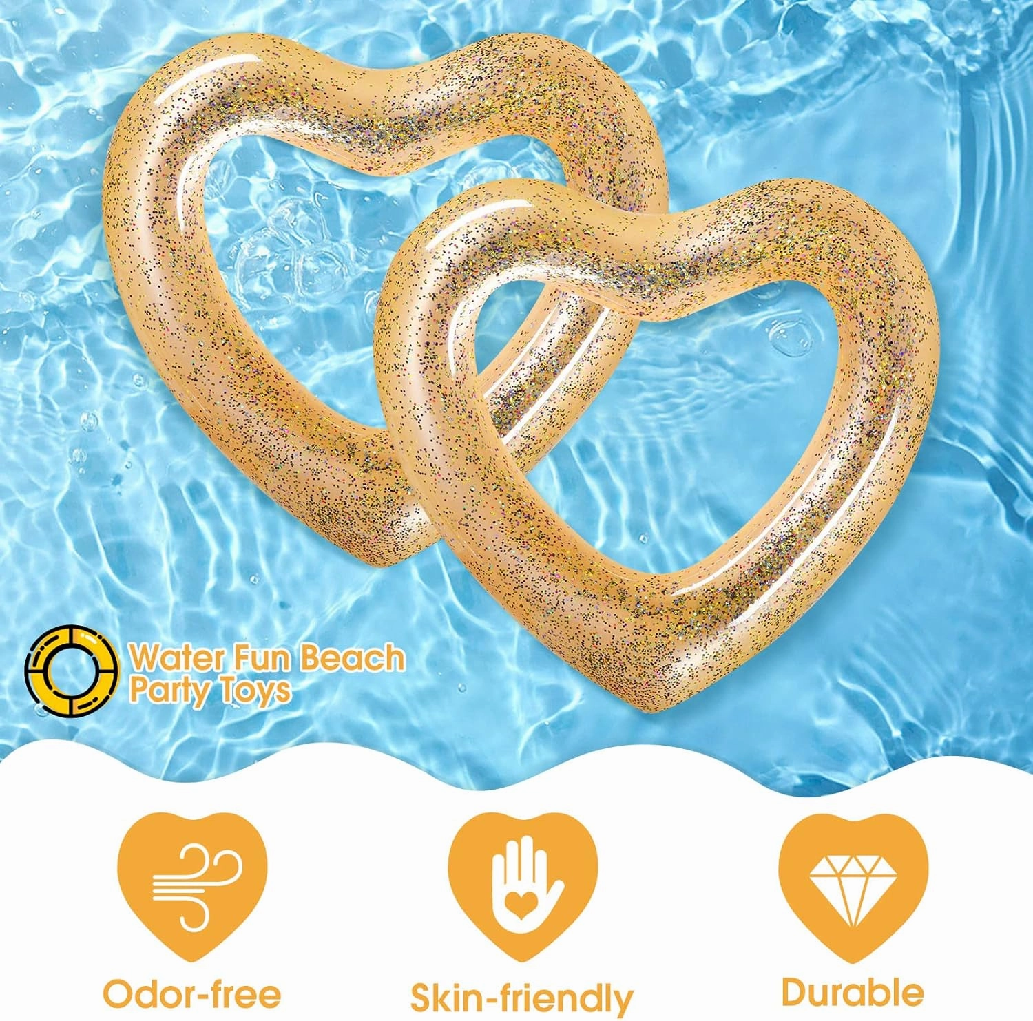2 Pcs Heart Pool Floats Inflatable Swim Rings, 47.3 x 39.4 Inch Bachelorette Floaties Heart Shaped Swimming Loungers Tube for Adults Summer Water Ring,Fun Beach Party Decorations