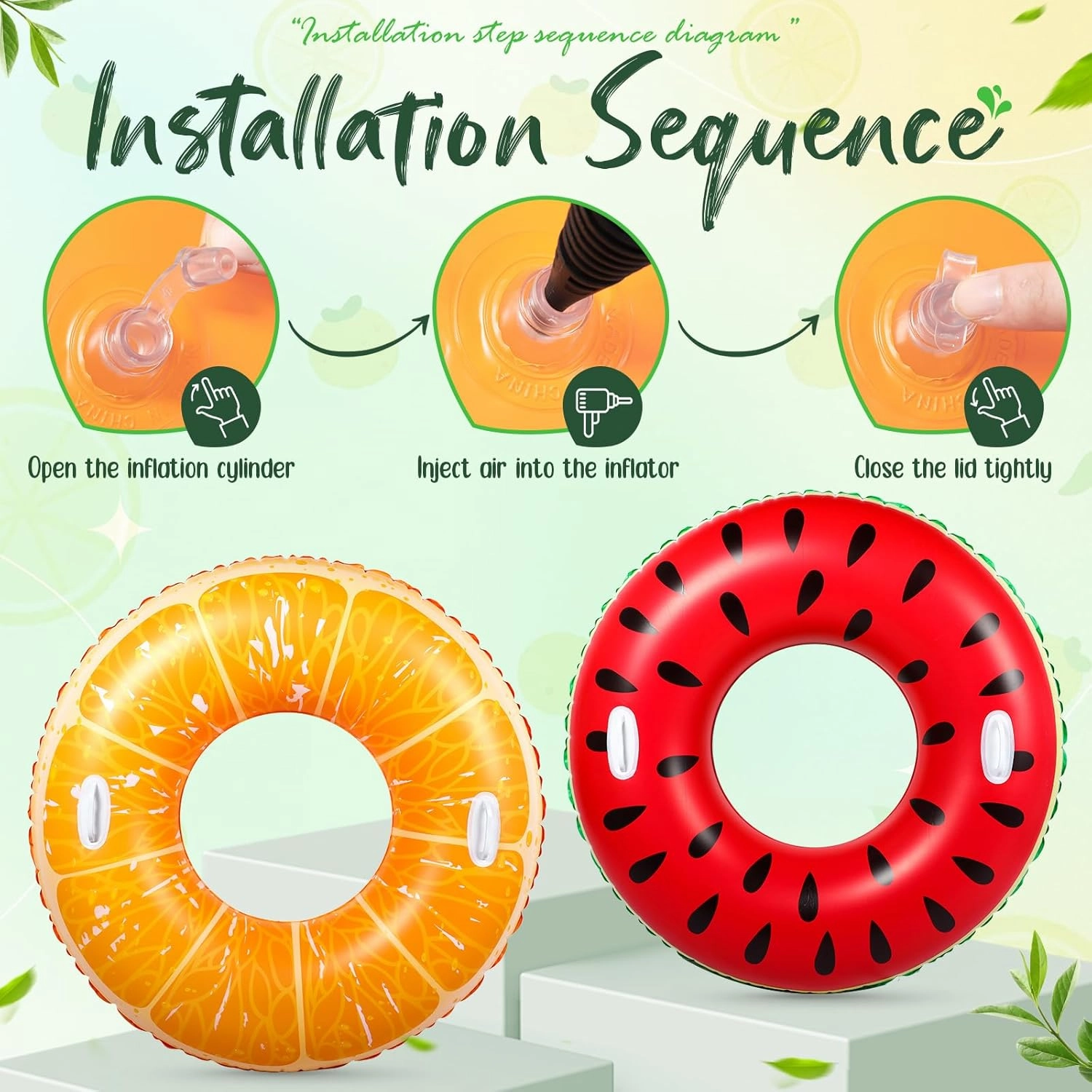 2 Pcs Large Adult Size Pool Ring Floats Swim Ring with Handles 47. 24 Inch Inflatable Swimming Pool Floats Tubes for Adults Teens Beach Summer Lounger Party