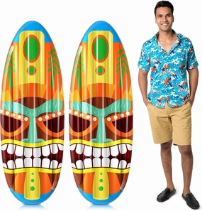 2 Pcs Tiki Inflatable Surfboard Hawaiian Surfboard Inflate 5ft Tropical and Luau Party Decorations Inflatable Pool Toy for Summer Beach Surf Party Decorations
