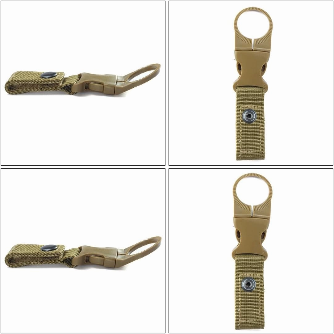 2Pcs Hanging Buckle Portable Water Bottle Ring Holder Mineral Water Bottle Clip for Backpack Belt Outdoor Camping Hiking Traveling (Black)