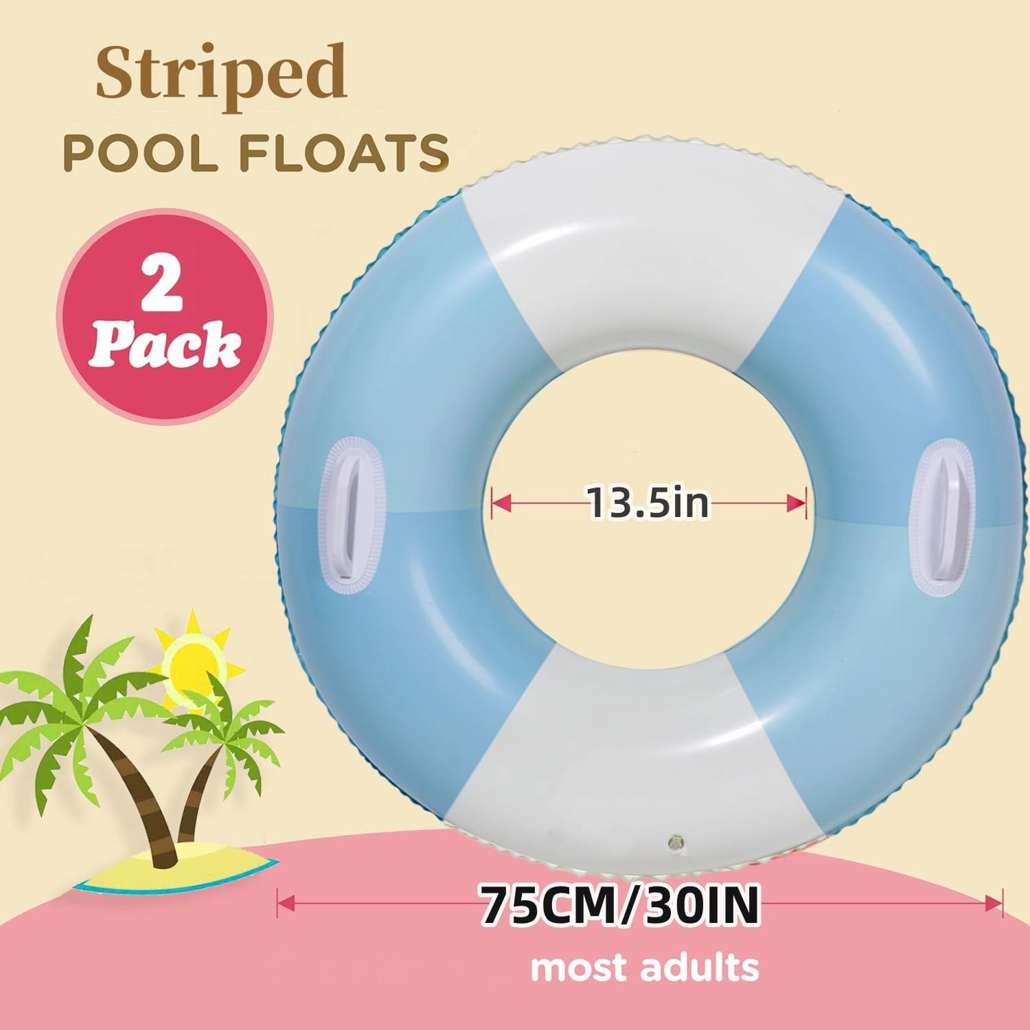 2PCS Pool Swim Ring Inflatable Pool Floats Water Fun Large Adult Swimming Pool Float for Beach Lake Summer Holiday Beach Party