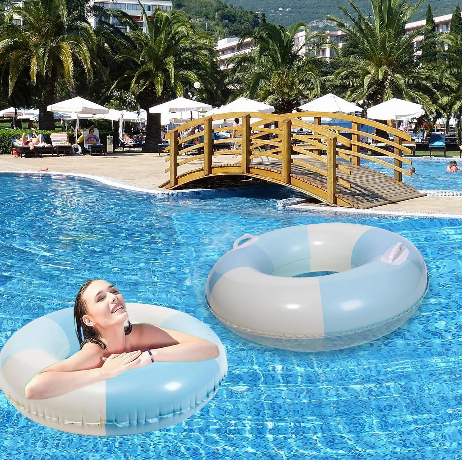 2PCS Pool Swim Ring Inflatable Pool Floats Water Fun Large Adult Swimming Pool Float for Beach Lake Summer Holiday Beach Party