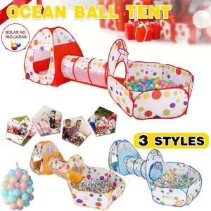 3 in 1 Kids Play Tent Set with Tunnel and Pit for Indoor and Outdoor Play