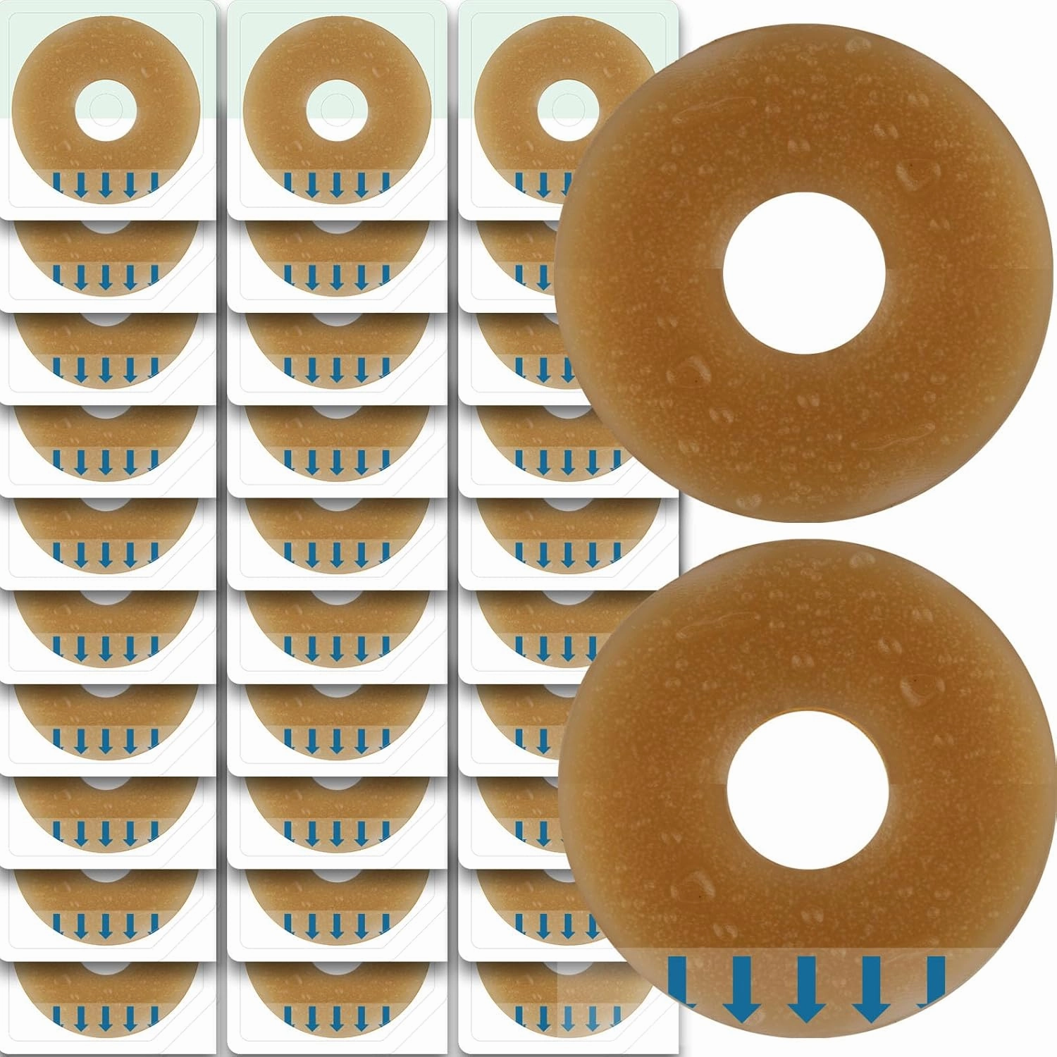 30 Pcs Adaptable Ostomy Barrier Rings, 3mm Thick Moldable Hydrocolloid Skin Extenders for Better Seal and Skin Barrier. Essential Ostomy Bag Supplies for Comfort and Protection