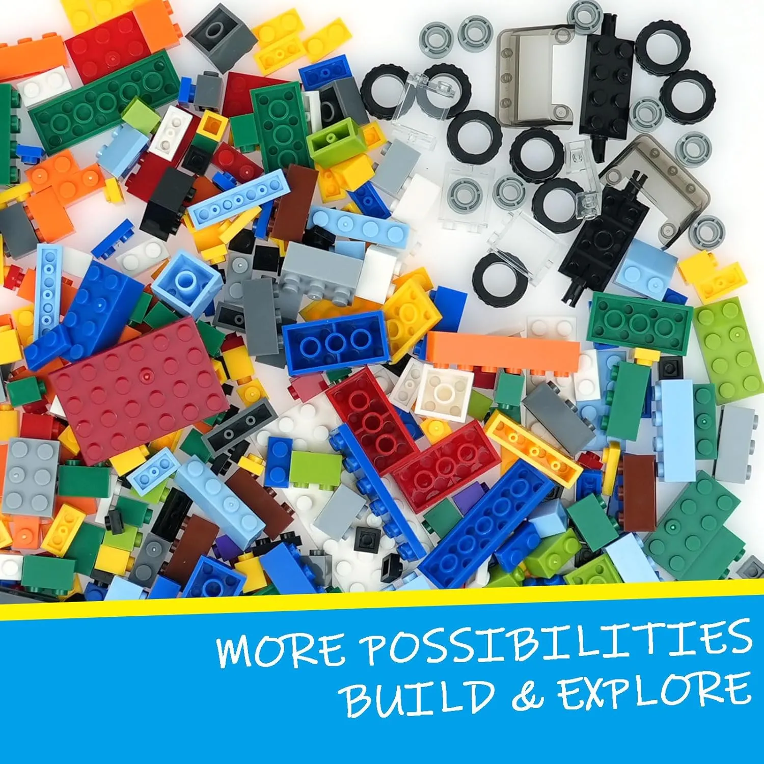 320-Piece Building Blocks Set, Creative Classic Bulk Bricks Toy, Wheels and Axle Car Accessories, Compatible with All Major Brands