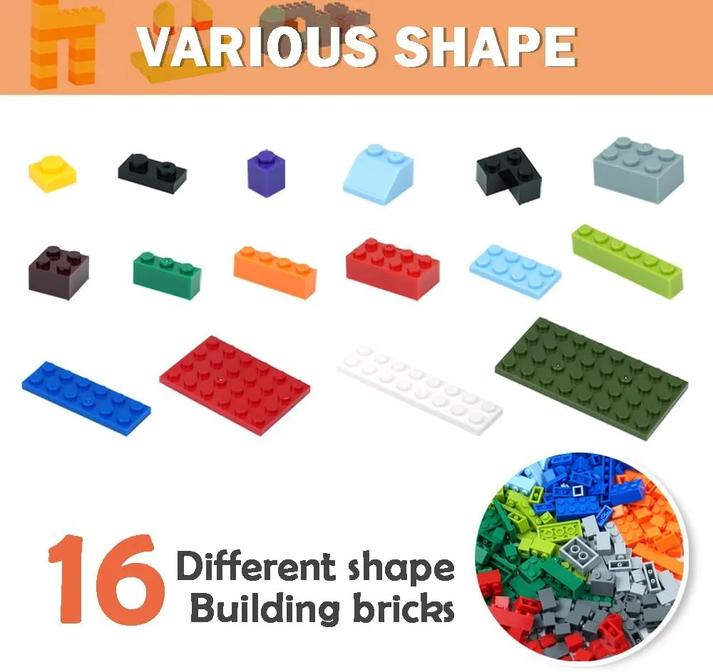 320 Pieces Bricks Parts Pack, Classic Creative Bulk Blocks Car Wheels and Axles Set, Compatible Starter Building Blocks in Random Color - Mixed Shape