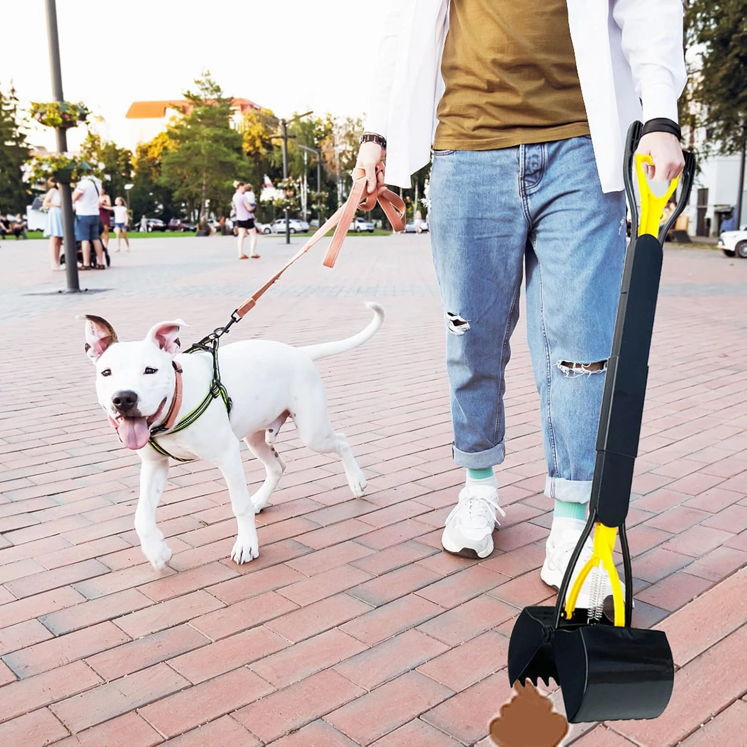 32“ Tall Pooper Scooper, Large Pooper Scooper for Dogs Heavy Duty, Dog Pooper Scooper with Long Handle & High Strength Durable Spring, Foldable Dog Poop Pick Up