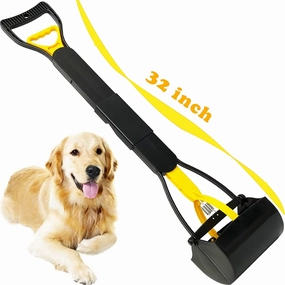 32“ Tall Pooper Scooper, Large Pooper Scooper for Dogs Heavy Duty, Dog Pooper Scooper with Long Handle & High Strength Durable Spring, Foldable Dog Poop Pick Up