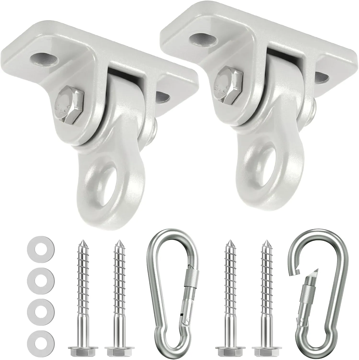 3500lb Heavy Duty Porch Swing Hangers Kit, with Screws Bolts for Wooden Sets Playground Porch Patio Yoga Seat Indoor Outdoor Hanging Snap Hooks (2 Pack Silver)