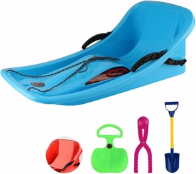 35.4 Inch Snow Sleds, Heavy Duty Durable Plastic Downhill Toboggan River with Backrest, Snow Toys for Family Holiday Winter Activity Outdoor Sledding