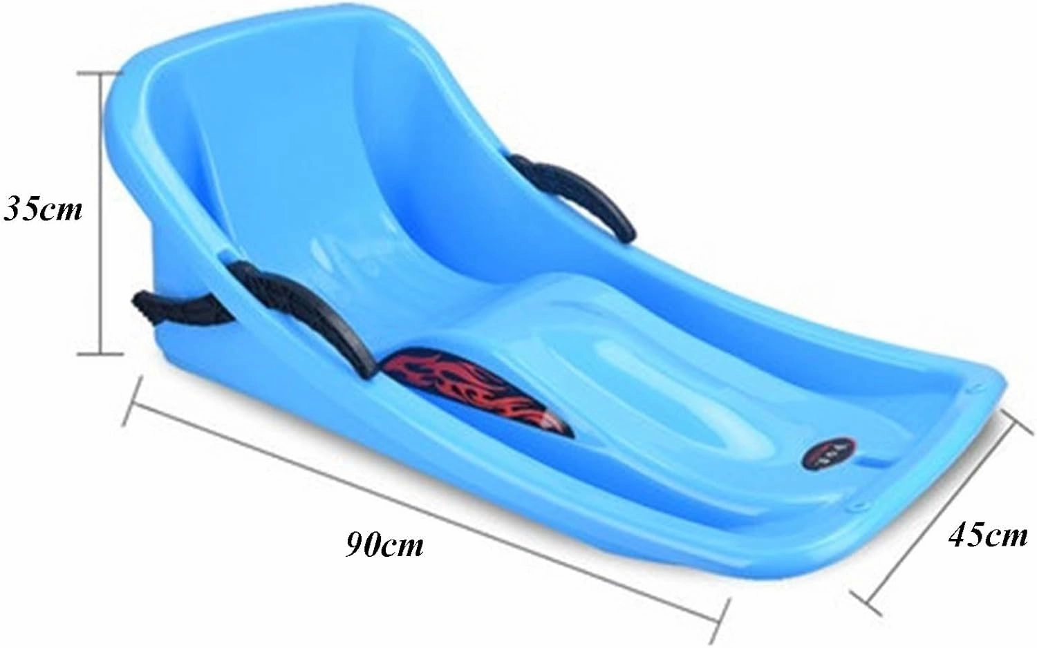 35.4 Inch Snow Sleds, Heavy Duty Durable Plastic Downhill Toboggan River with Backrest, Snow Toys for Family Holiday Winter Activity Outdoor Sledding