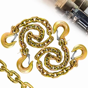 3/8" Trailer Safety Chains G80 Trailer Chains with G70 Clevis Safety Hooks 35" | 7100 lbs Safety Working Load 27000 lbs Break Strength Heavy Duty Transport Chains Truck Towing Chains (2 Pack Yellow)