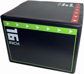 3-in-1 Foam Plyometric Jump Box - High-Density EPE Foam Core - Non-Slip & Easy-to-Clean PVC Leather Cover - Box Height: 12", 14", 16" - for Jumping, Workout, Skipping, Lunges, Squats