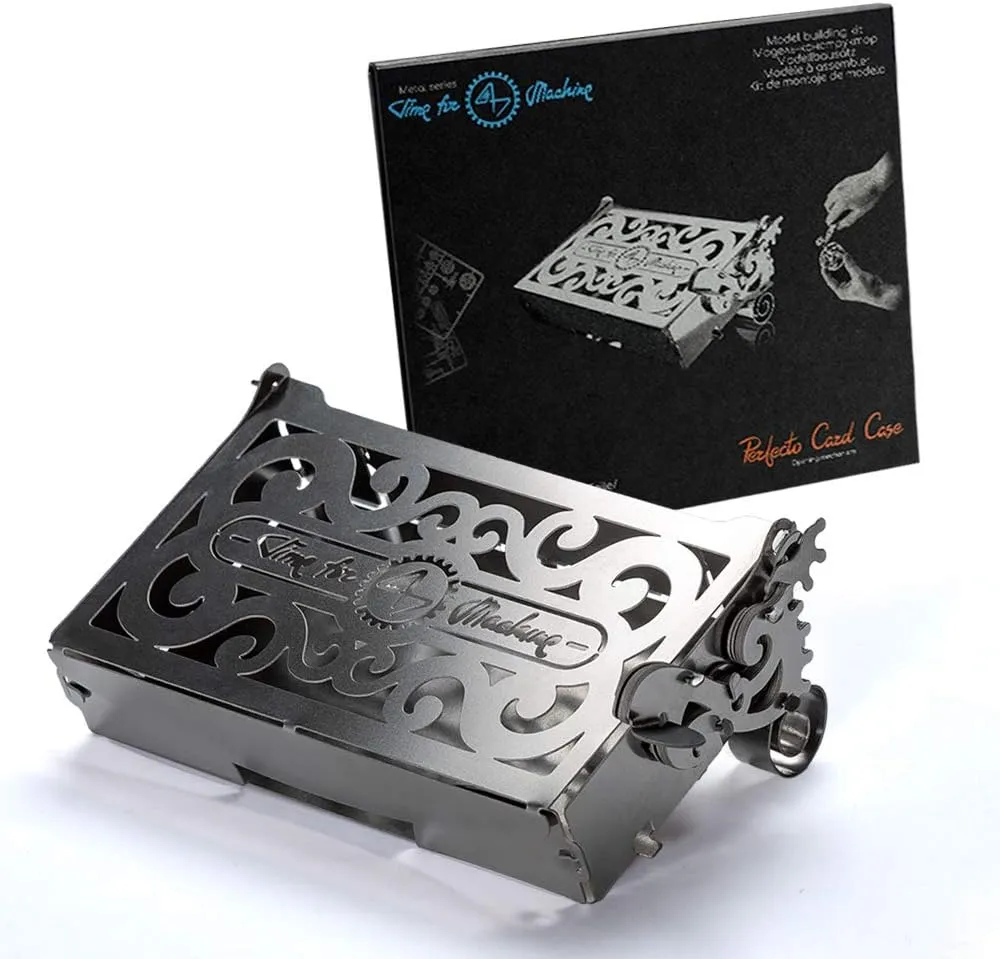 3D Metal Model Puzzle for Adults - Metal Perfecto Card Case with Opening Mechanism | Metal DIY Kit | Beautiful Metal Card Case Collectible | DIY Construction Vintage Model