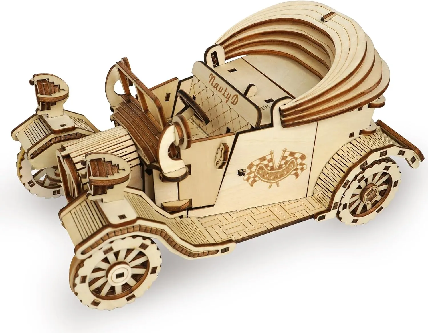 3D Wooden Puzzle Convertible Car, Vintage Car Model Kit to Build, Brain Teaser, Stress Relief Toy, DIY Printing Kit for Kids and Adults 14 