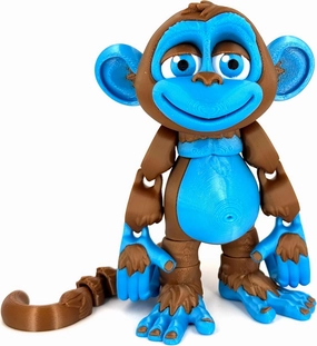 3D Printed Articulated Monkey Fidget Toy – Posable, Hangable, Stands on Its Own for Fun Poses and Display (Multicolor)