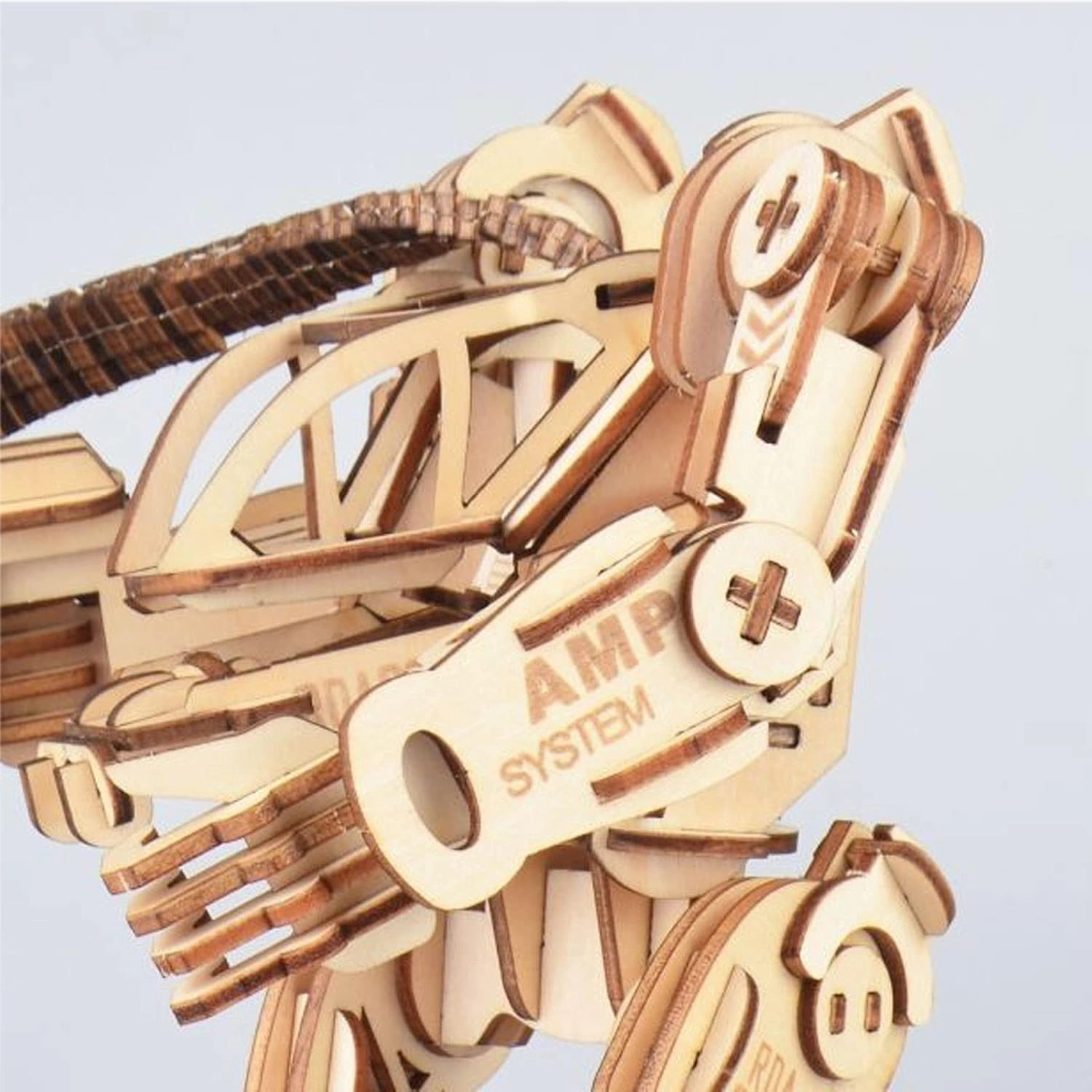 3D Wooden Puzzle DIY Robot Mechanical Armor Model Wood Craft Kit Laser-Cut Kits Engineering Gears Set Assembly