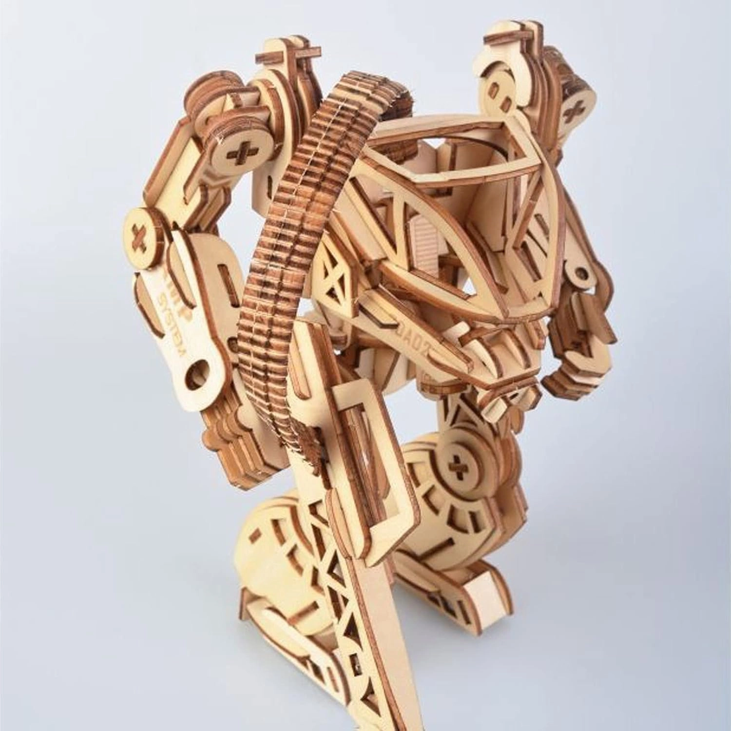 3D Wooden Puzzle DIY Robot Mechanical Armor Model Wood Craft Kit Laser-Cut Kits Engineering Gears Set Assembly