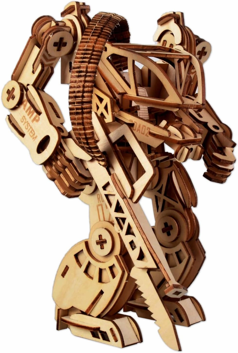 3D Wooden Puzzle DIY Robot Mechanical Armor Model Wood Craft Kit Laser-Cut Kits Engineering Gears Set Assembly