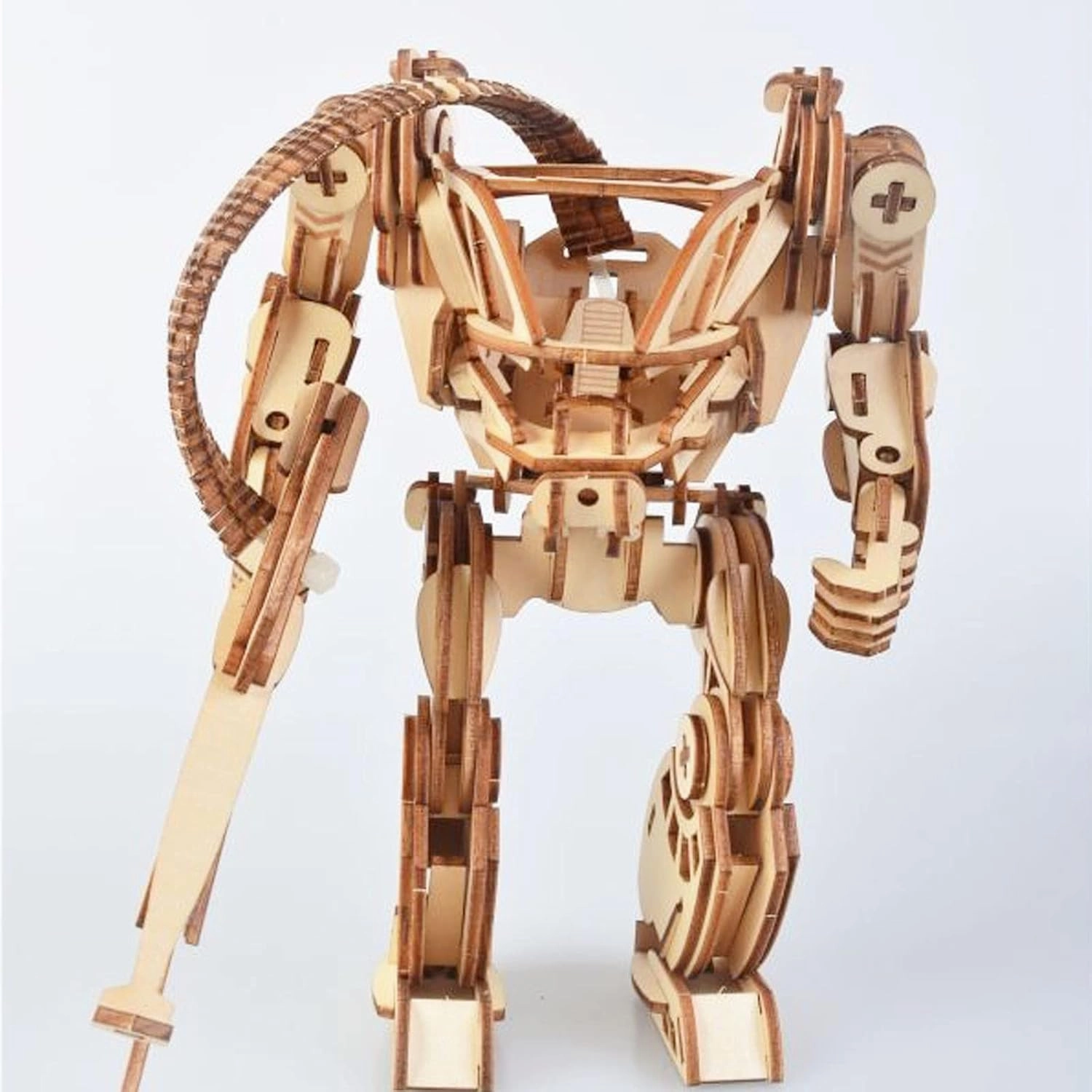 3D Wooden Puzzle DIY Robot Mechanical Armor Model Wood Craft Kit Laser-Cut Kits Engineering Gears Set Assembly