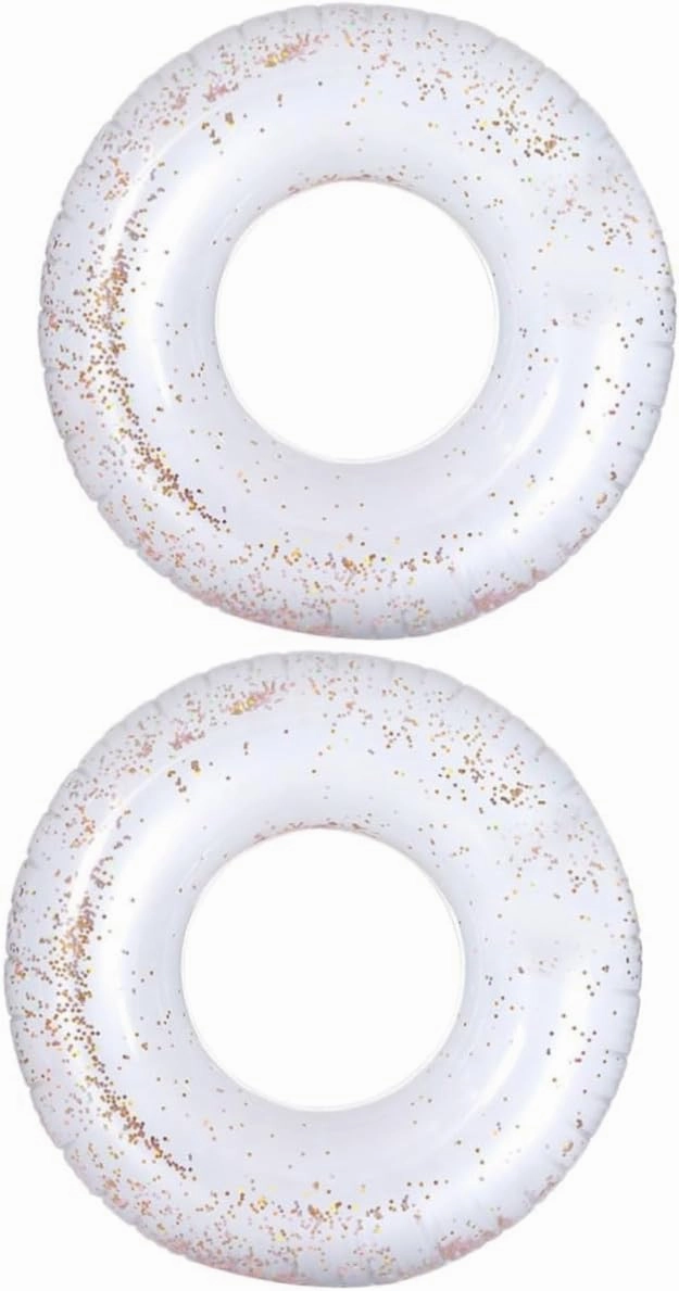 3pcs Inflatable Swim Tube Floating Ring Sequins Pool Toy PVC Accessory 60cm Pool Ring Random Color
