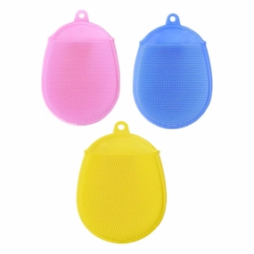 3pcs Silicone Bath Brush face Scrub Brush rubbing face wash Brush Sponge Silicone Exfoliating Care Brush exfoliating Brush Child Cleansing face Brush