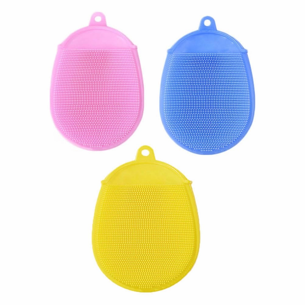 3pcs Silicone Bath Brush face Scrub Brush rubbing face wash Brush Sponge Silicone Exfoliating Care Brush exfoliating Brush Child Cleansing face Brush