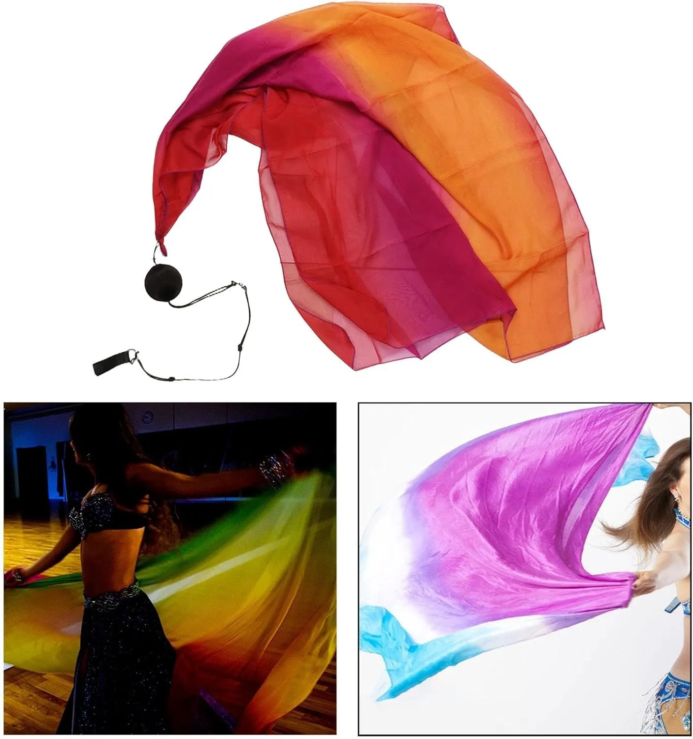 3X Belly Dance Poi Streamer Throw Ball Set Imitation Silk for Dancing Performance