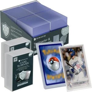 400 Premium Card Sleeves   Top Loaders for Cards - 35pt Toploaders 3x4 - Compatible with PKMN Baseball MTG Lorcana YGO (200 Top Loaders   200 Sleeves)