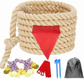 40 Feet Tug of War Rope for Kids and Adults, Outdoor Games Summer Outdoors Yard Backyard Camping Lawn Games for Field Day Family Reunion Birthday Party Team Building Activities Carnival Games-Beige