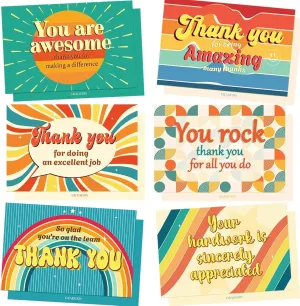 48 Pack Employee Appreciation Gifts Employee Thank you Cards with Envelopes & Stickers 4" x 6" Thank You Business Cards Staff Appreciation Gifts for Team Coworkers Work Anniversary, 6 Designs
