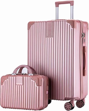 4 Wheel Luggage, Trolley Case With Carry Bag, High Resilience, Riot Proof Zipper, Hard Shell Storage Box, External USB Port (Color : 22 Bag, Size : Rose)