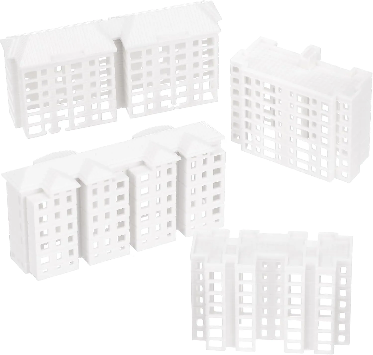4pcs Miniature Architectural Model Sand Table Mini Buildings Apartment Small Plastic Dollhouse City Building Models Fairy Garden Tiny Doll House Decor White