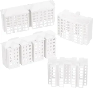 4pcs Miniature Architectural Model Sand Table Mini Buildings Apartment Small Plastic Dollhouse City Building Models Fairy Garden Tiny Doll House Decor White