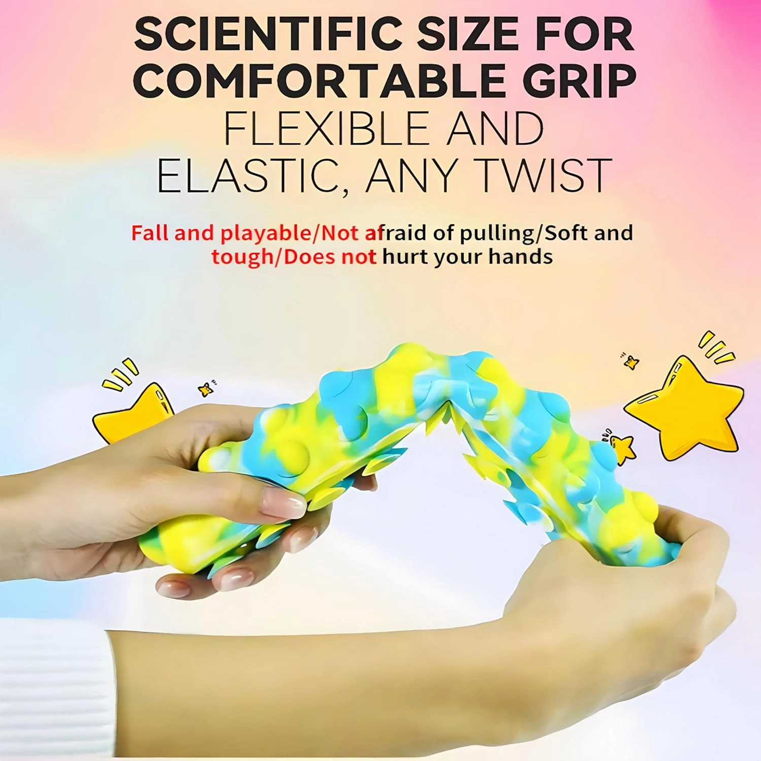 4Pcs 3D Caterpillar Fidget Toys with 10 Seconds Light-Up, Silicone Suction Slug Fidget Sensory Toys, Anti-Anxiety Finger Strength Trainer for Adults & Kids (Four Color)