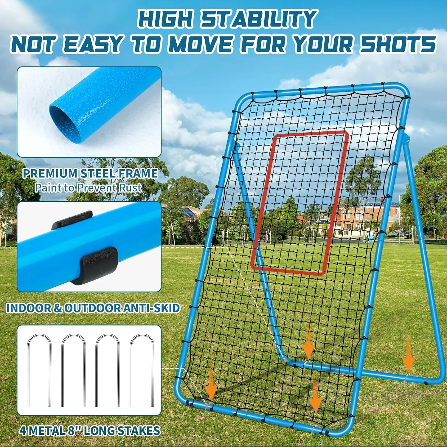 5-Angle Adjustable Volleyball Rebounder Net 7x4ft, Durable & Portable Bounce Back Training Equipment for Practicing Volleying Bumping Spiking with High-Tension Net, PU Volleyball, Pump, Stakes