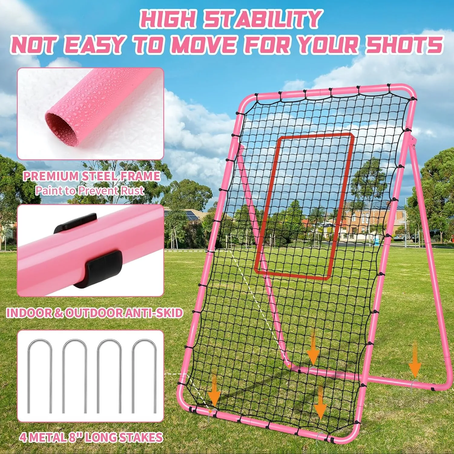 5-Angle Adjustable Volleyball Rebounder Net 7x4ft, Durable & Portable Bounce Back Training Equipment for Practicing Volleying Bumping Spiking with High-Tension Net, PU Volleyball, Pump, Stakes