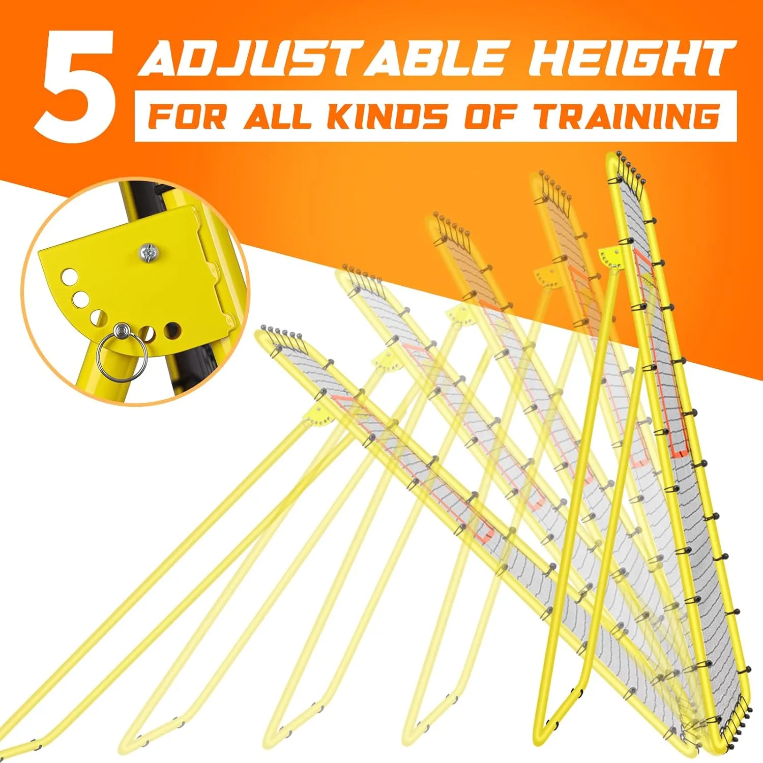 5-Angle Adjustable Volleyball Rebounder Net 7x4ft, Durable & Portable Bounce Back Training Equipment for Practicing Volleying Bumping Spiking with High-Tension Net, PU Volleyball, Pump, Stakes