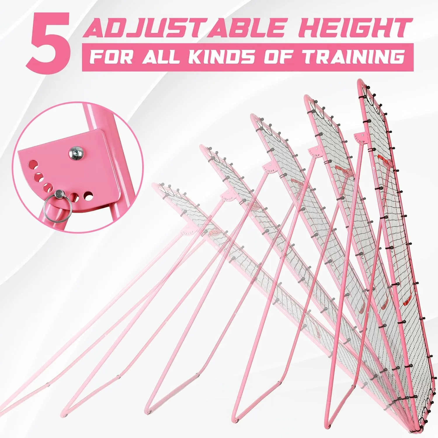 5-Angle Adjustable Volleyball Rebounder Net 7x4ft, Durable & Portable Bounce Back Training Equipment for Practicing Volleying Bumping Spiking with High-Tension Net, PU Volleyball, Pump, Stakes