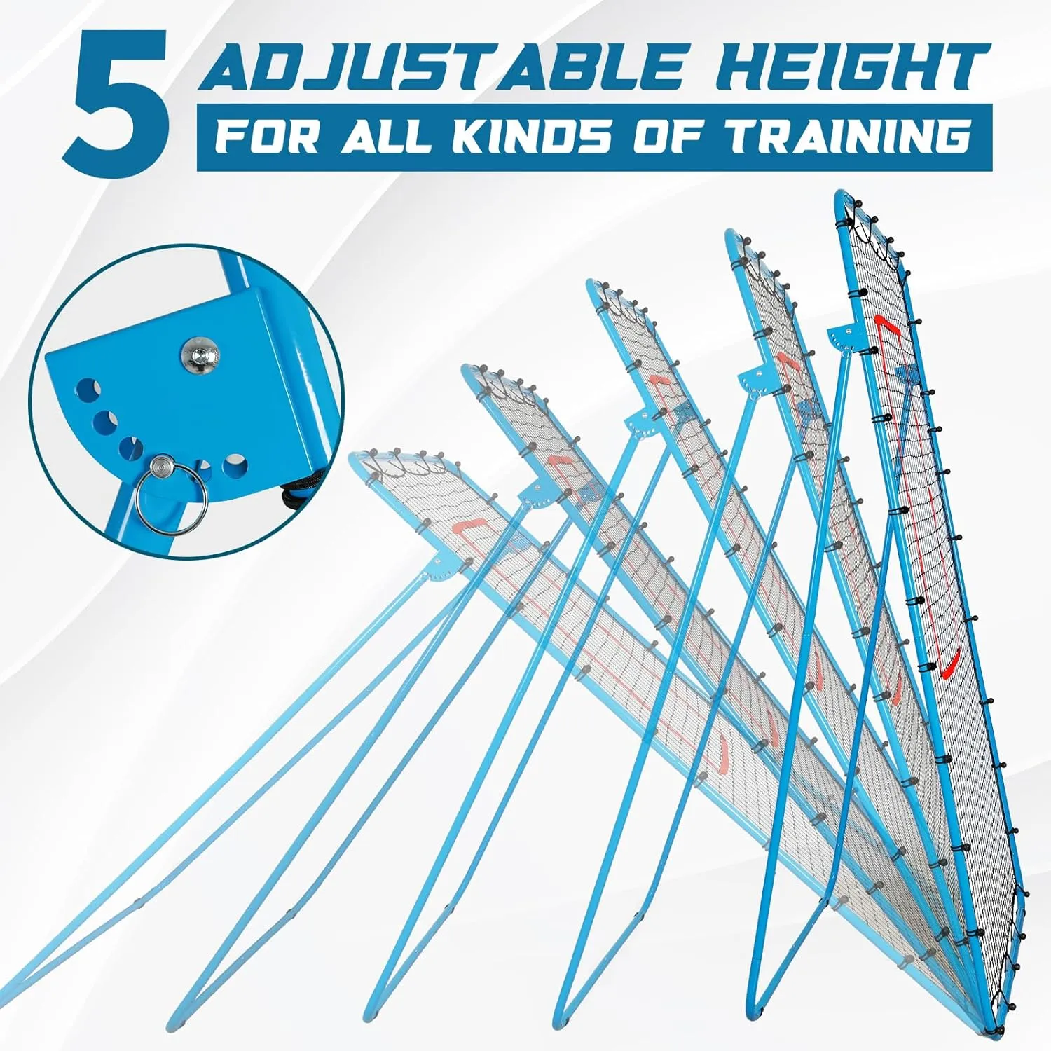 5-Angle Adjustable Volleyball Rebounder Net 7x4ft, Durable & Portable Bounce Back Training Equipment for Practicing Volleying Bumping Spiking with High-Tension Net, PU Volleyball, Pump, Stakes