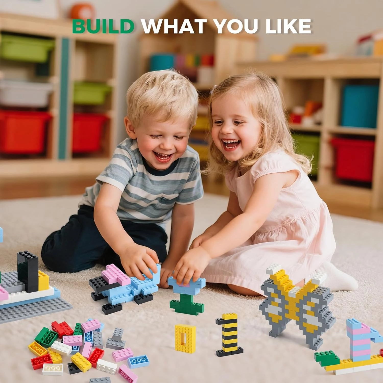 500 Piece Classic Building Bricks and 1 Gray Baseplate, 2x4 Bricks Bulk Creative Building Toys, Blocks Bulk for Kids Ages 6 , 8 Colors