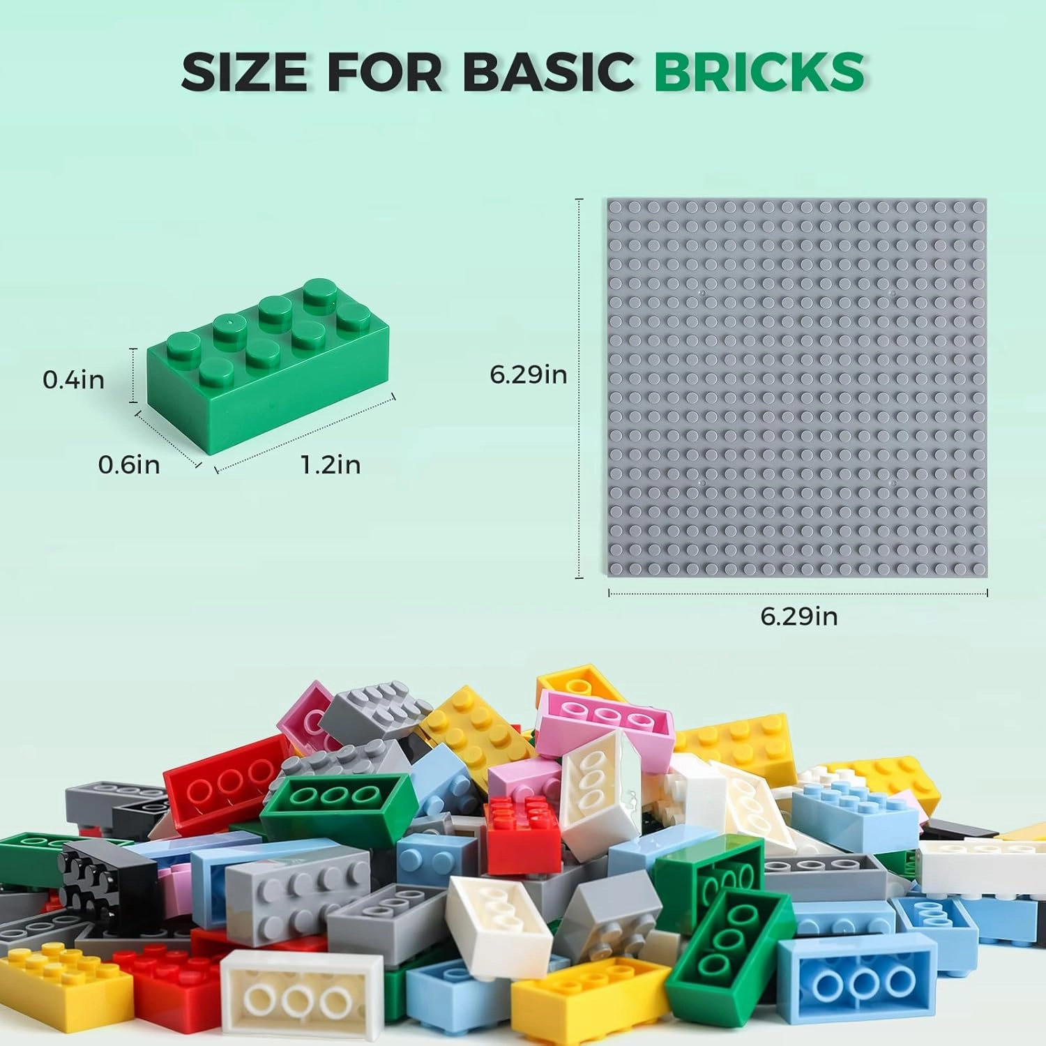 500 Piece Classic Building Bricks and 1 Gray Baseplate, 2x4 Bricks Bulk Creative Building Toys, Blocks Bulk for Kids Ages 6 , 8 Colors