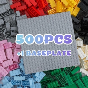 500 Piece Classic Building Bricks and 1 Gray Baseplate, 2x4 Bricks Bulk Creative Building Toys, Blocks Bulk for Kids Ages 6 , 8 Colors