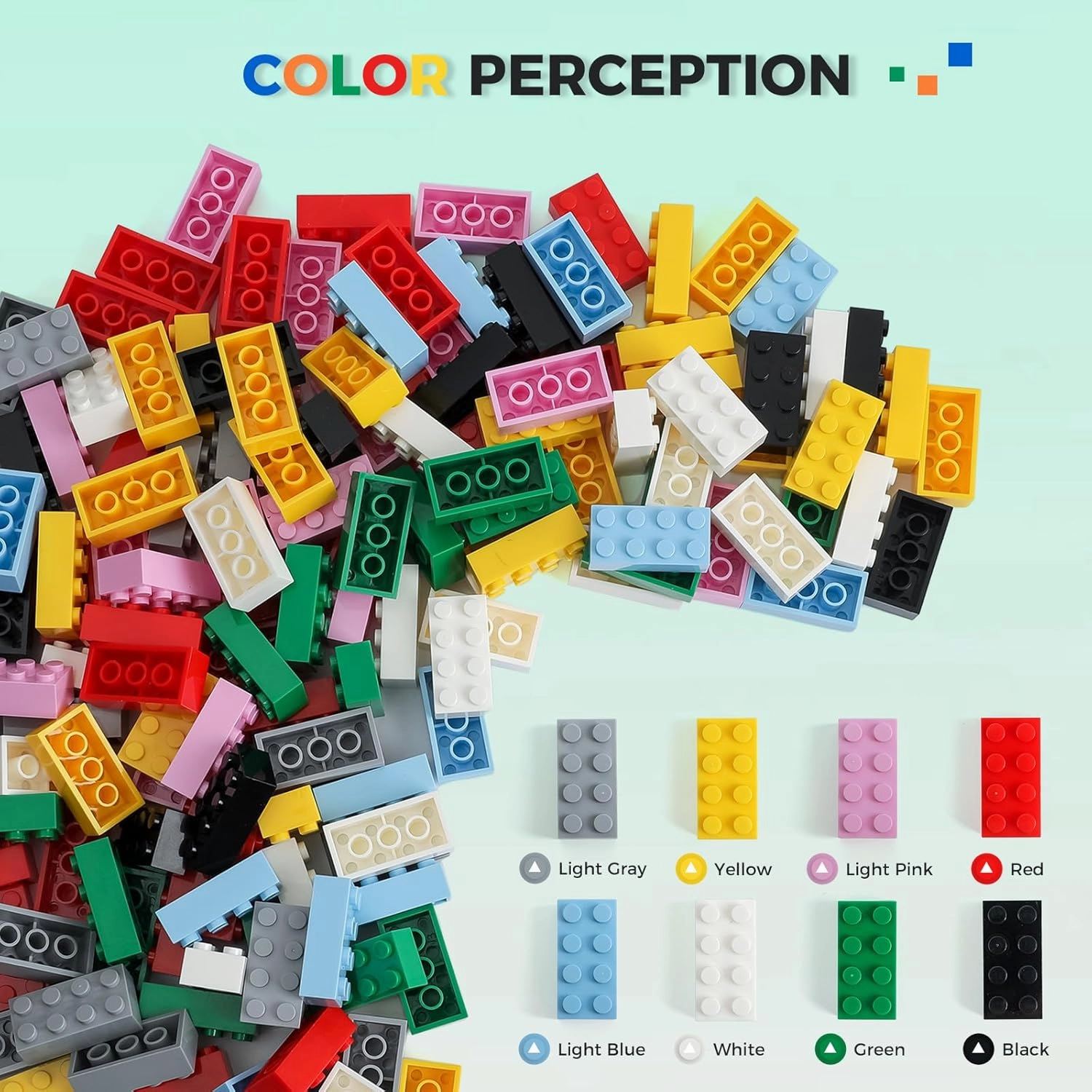 500 Piece Classic Building Bricks and 1 Gray Baseplate, 2x4 Bricks Bulk Creative Building Toys, Blocks Bulk for Kids Ages 6 , 8 Colors