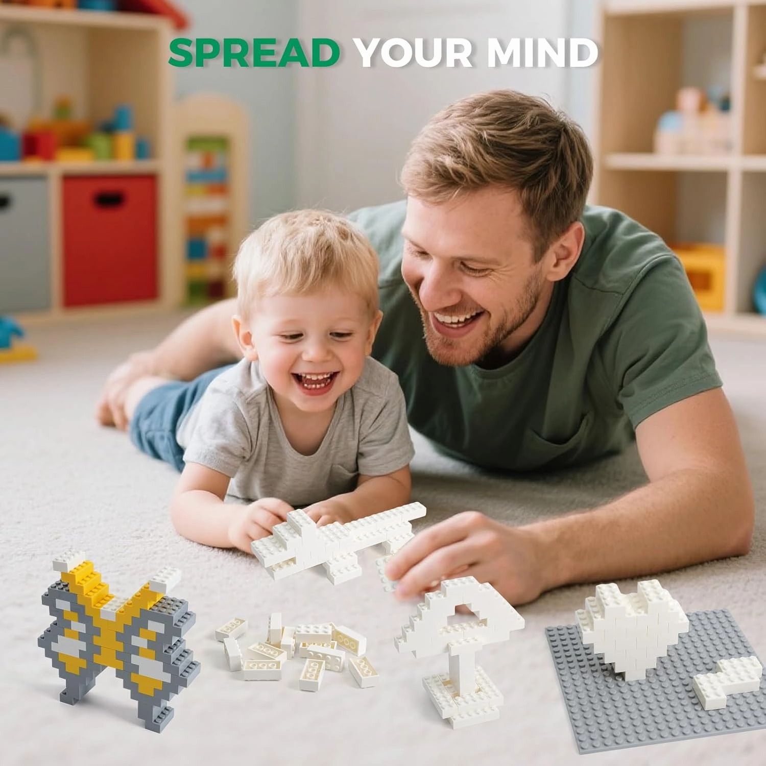 500 Piece Classic Building Bricks and 1 Gray Baseplate, 2x4 Bricks Bulk Creative Building Toys, Blocks Bulk for Kids Ages 6 , White