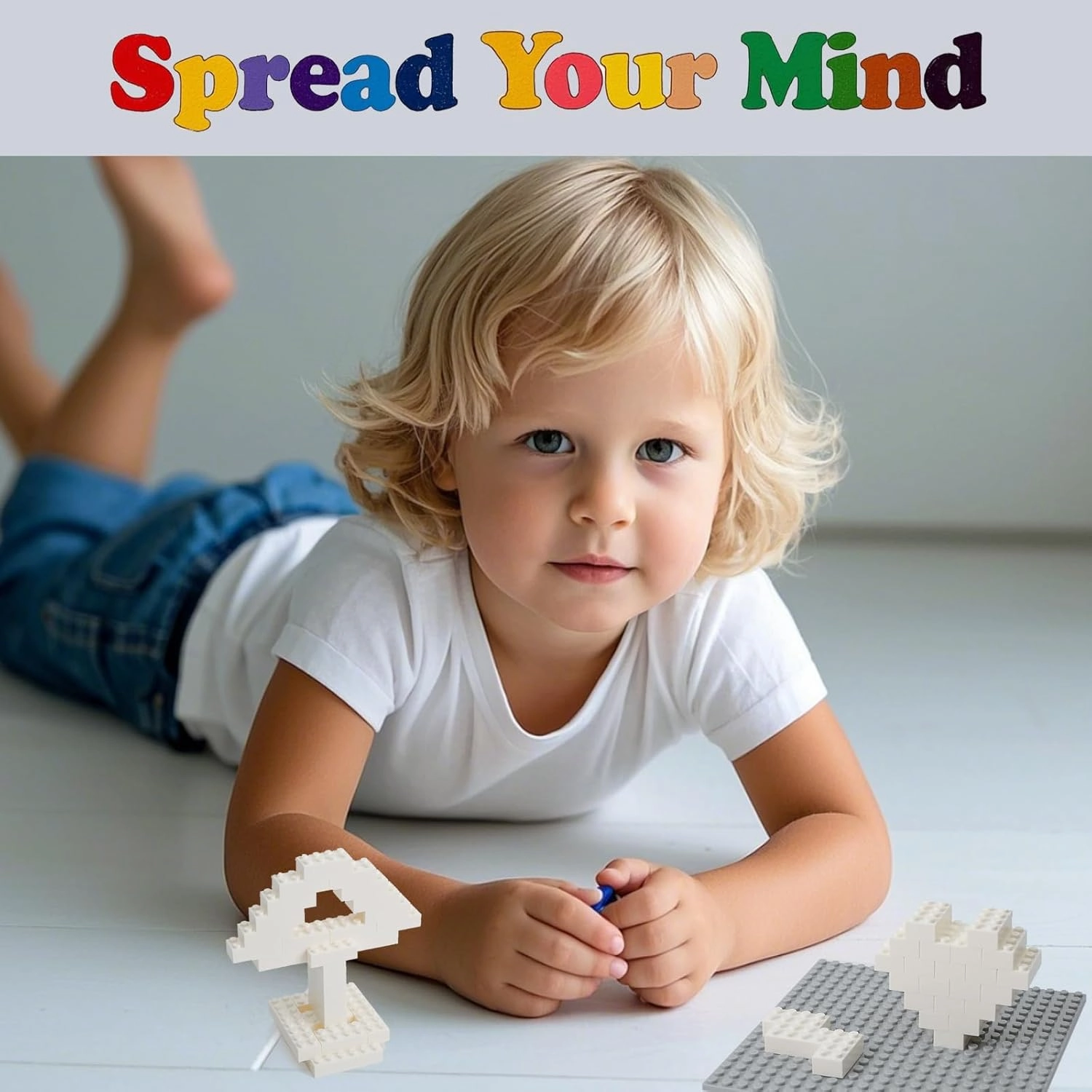 500 Piece Classic Building Bricks and 1 Gray Baseplate, 2x4 Bricks Bulk Creative Building Toys, Blocks Bulk for Kids Ages 6 , White