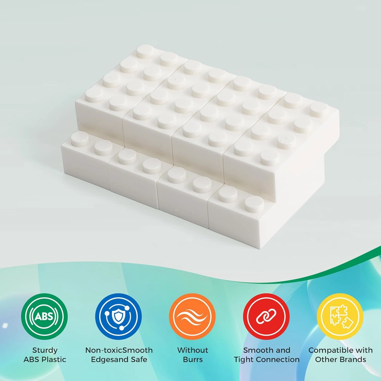 500 Piece Classic Building Bricks and 1 Gray Baseplate, 2x4 Bricks Bulk Creative Building Toys, Blocks Bulk for Kids Ages 6 , White